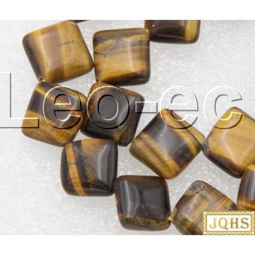 Natural 12X12mm round square coin Tiger Eye Stone Loose Beads for Jewelry Making Strand 15" DIY v1655
