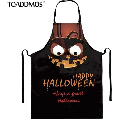 TOADDMOS Halloween Pumpkin Print Sleeveless Kitchen Apron for Men Women Oil Proof Cooking Accessories Household Cleaning Pinny