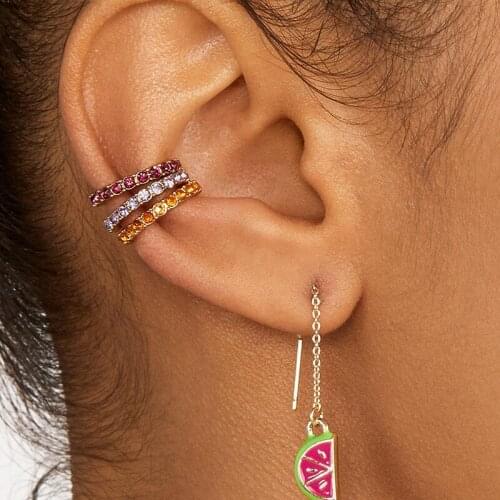 New Fashion Gold Zircon Clip Earrings for Women Trendy C Shaped Small Ear Cuff Set Bridal Wedding Earclip Jewelry No Pierced