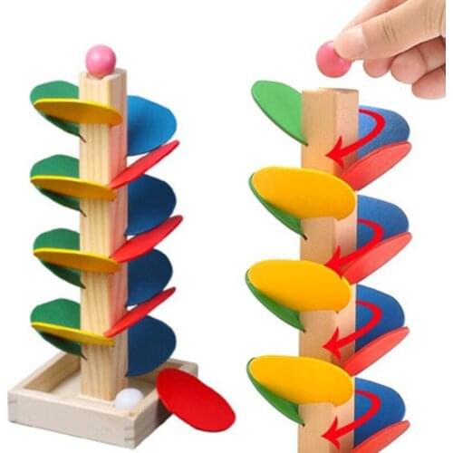 Montessori Educational Toy Wooden Blocks Tree Marble Ball Run Track Game Baby Kids Intelligence Early Juguetes Education