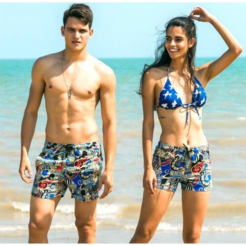 Vacation couple breathable men beach shorts 2021 men swimming pool leisure hawaii swimwear gym sports shorts men surf swimsuits
