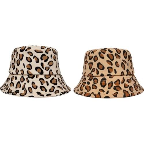 Women Men Vintage Leopard Print Summer Cotton Bucket Hat Trendy Animal Pattern Wide Brim Sun Protection Packable Panama Fisherm