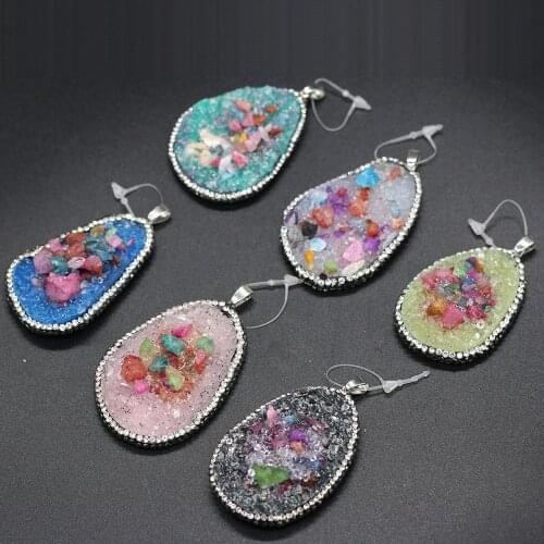 Natural Stone Irregular Resin Crushed Stone Pendant Exquisite Crystal Charms for jewelry making DIYnecklace bracelet accessories