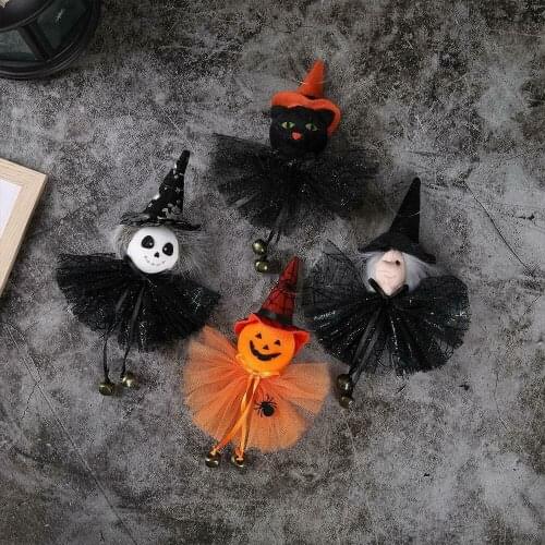 Halloween Hanging Ghost Props Scary Skeleton Skull Outdoor Pumpkin Ghost Witch Black Cat High-quality Fabric Pendant Decor