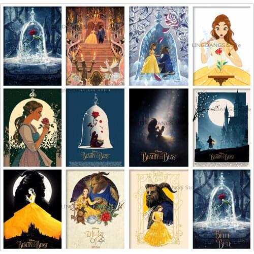 Disney Beauty And The Beast Poster 5d Diy Diamond Painting Classic Movie Portrait Diamond Mosaic Cross Stitch Home Decor Gift