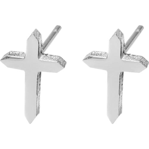 Cardy Koala Simple steel simple cross shape jewelry light surface without crystal stone flat earrings female earrings