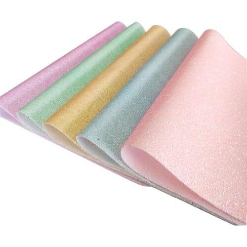 Spring Glitter Faux Leather Material Sheet Canvas Backing Gold Silver Glitter Fabric Sheet 12 Color 8''X12'' 1PC
