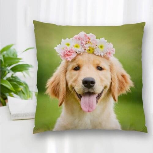 Hot Sale Custom Decorative Pillowcase Dog And Flower Square Zippered Pillow Cover Best Nice Gift 20X20cm 35X35cm 40x40cm