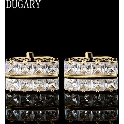 DUGARY Luxury shirt cufflinks for mens Brand cuff buttons cuff links gemelos Square crystal wedding abotoaduras Jewelry