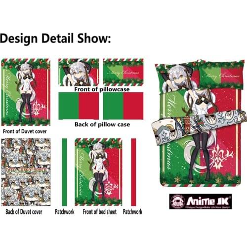 Anime JK Christmas Bedding Sets Fate Grand Order Jeanne d'Arc Joan of Arc Comforter Set Bed Flat Sheet Quilt Cover Pillowcase