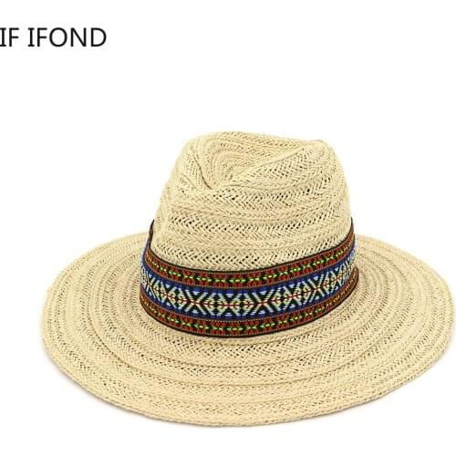 Handmade Natural Straw Hat for Women Summer Breathable Wide Brim Sun Protection Beach Caps