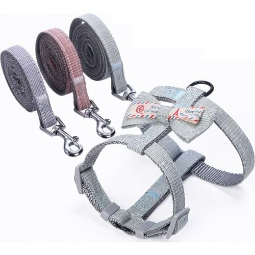 Cute Hot Bow Pet Leashes Chest Adjustable Harness Cute Bow Cats Rabbit Small Dog Leashes Walk Strap Collars