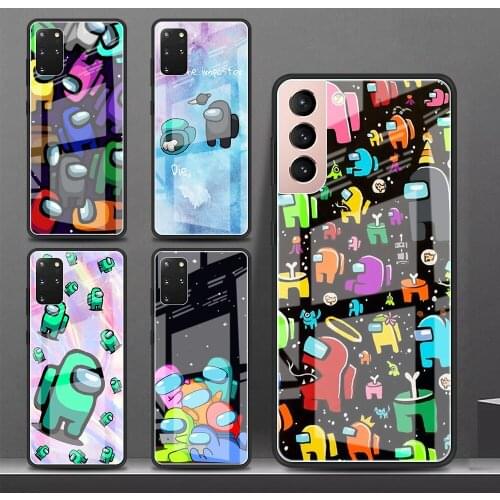 Glass Case for Samsung Galaxy S20 FE S21 Ultra S10 Plus S9 Note 10 Lite S8 20 9 S10e Shockproof Phone Cover Hot Game A-Mong U-S