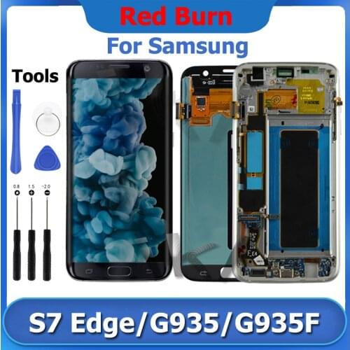 SUPER AMOLED 5.5" for SAMSUNG Galaxy S7 edge G935 G935F Display Touch Screen Digitizer Assembly with Burn Shadow LCD