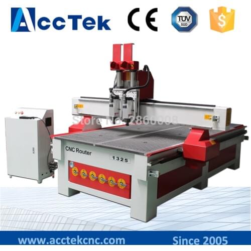 High quality 1325 2 heads cnc woodworking machinery for wooden door furniture cabinet window stair desk