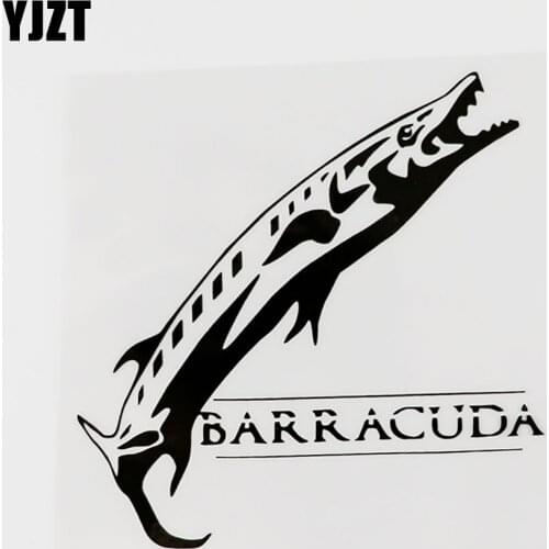 YJZT 11.5CMX11.5CM Fashion Animal Barracuda Fish Vinyl Car Sticker Black/Silver 8C-0048