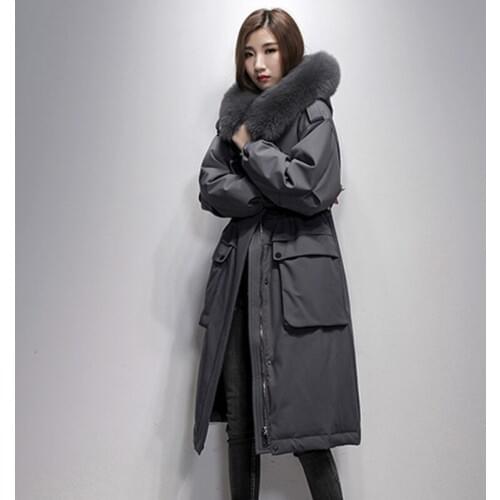 Winter Down Coat Female Jacket Fox fur collar Hooded Clothes 2019 Korean 90% Duck Down Jacket Long Warm Coat Hiver