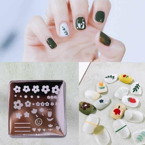 1pc Nail Stamping Plates Strawberry Flower Leaves Grass Smiley Nail Art DIY Nail Image Plate Stencil Accessories Tool