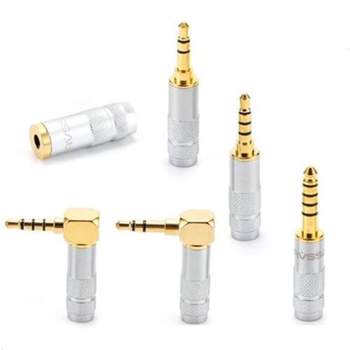 1Pcs gold-plated female 3.5mm headphone plug pure copper small three-core stereo pair recording cable AUX audio elbow 2.5 HiFi