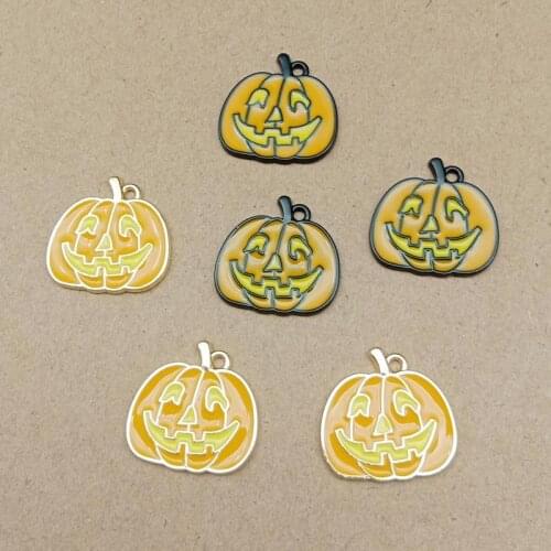 10pcs 20*20MM Enamel jewelry accessories gold Halloween pumpkin charms for Earrings Necklace Pendant handmade DIY jewelry making