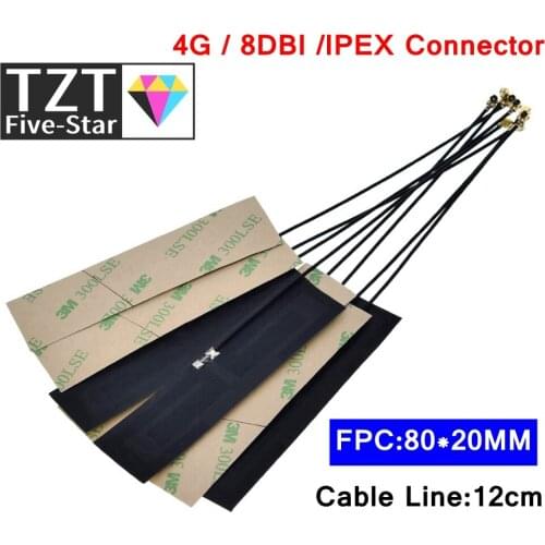 10pcs GSM GPRS 2G 3G 4G LTE internal antenna 8dbi FPC connector 80*22mm wireless modem aerial 8cm Long IPEX connector