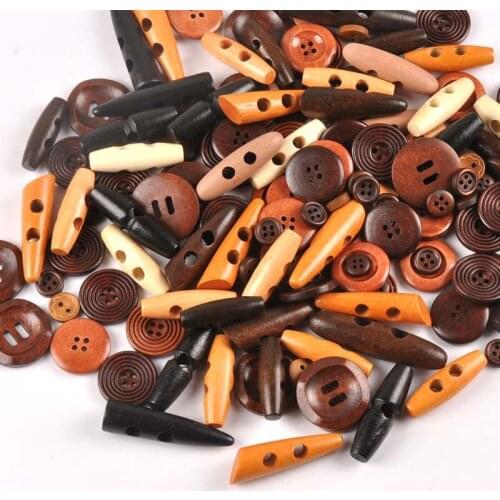 20Pcs DIY Wooden Buttons Creative DIY Handmade Mixed Button Vintage DIY Crafts Buttons Multi-purpose Wooden Buttons for Home