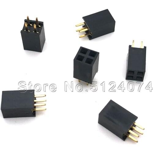 20pcs/lot Double row female Spacing 2.54mm 2x2pin double row seat 4P female connector2*2P DIP
