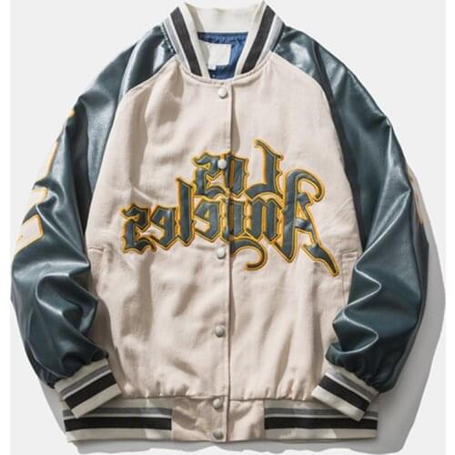 2021 Hip Hop Baseball Spring Autumn Embroidery Unisex Streetwear Bomber Varsity College Korean Harajuku Patchwork Jacket