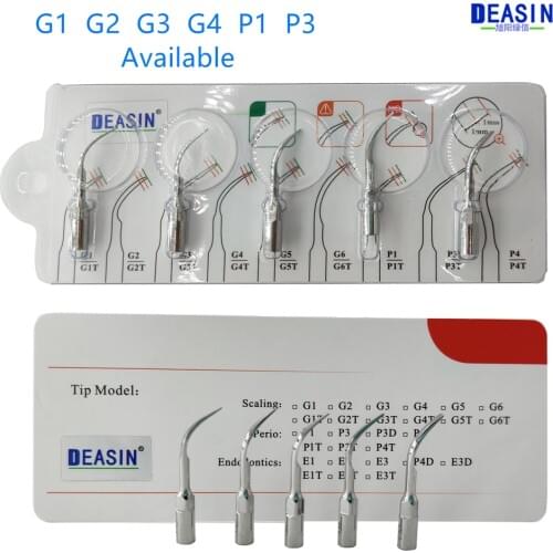 5 pcs x G1/ G2 /G3/ G4/ P1/P3 Dental Scaler Tips Fit EMS & WOODPECKER Ultrasonic Scaler handpiece scaling Tips