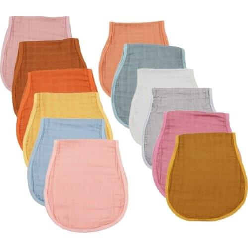 6 Pcs Infants Washcloth Face Towels Baby Muslin Burp Cloth Solid Color Absorbent Saliva Towel 6-Layers Bamboo Fiber Cotton