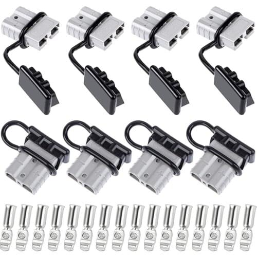 8 Pieces 6-10 Gauge 50A Battery Cable Quick Connect/Disconnect Electrical Connector Plug Kit For Motor Winch Trailer