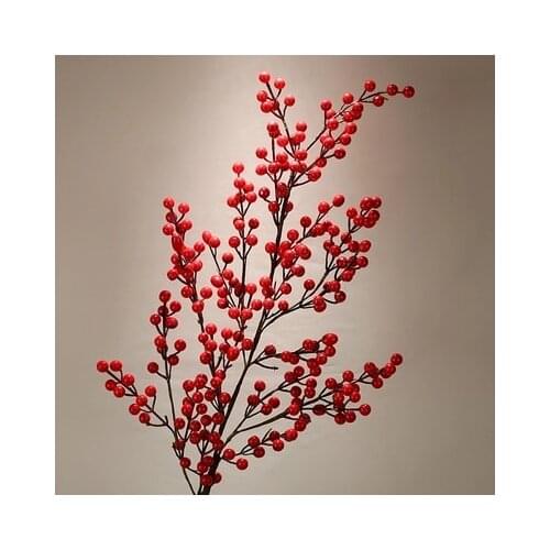 90cm PE Berry Red Fruit plant Berries Artificial Flower red cherry branches Flower Christmas Decorative