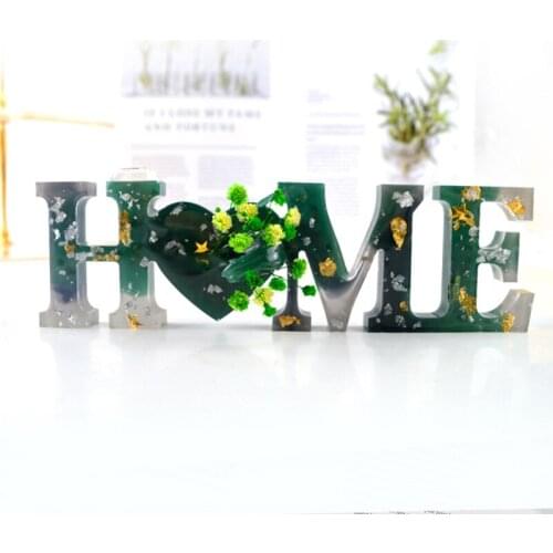 A0NF 3 Pcs LOVE FAMILY HOME English Alphabet Decorations Crystal Epoxy Resin Mold DIY Crafts Letter Ornaments Silicone Mould