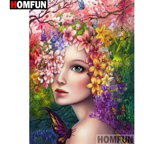 HOMFUN Full Square/Round Drill 5D DIY Diamond Painting "Beauty flower" Embroidery Cross Stitch 5D Home Decor A08916