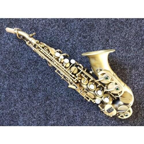 Antique Soprano Saxophone Bb Curved Sax High F# With Case Antique Copper simulation Soprano Saxophone