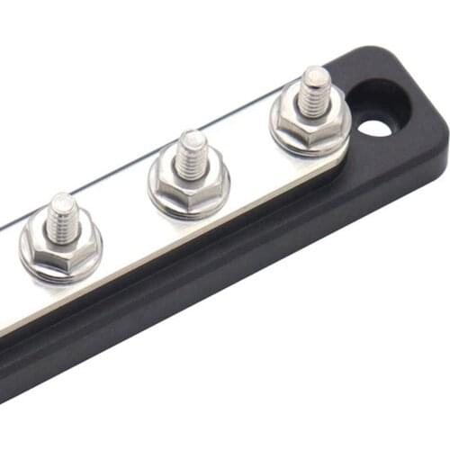 Power Distribution Block Bus Bar with Cover - 100 Amp Rating - Marine, Automotive (Black)