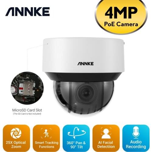 ANNKE CZ500 4MP Ultra Unrivaled 25X Optical Zoom PoE PTZ IP Camera AI Facial Detection IP66 Waterproof Outdoor PoE Secuity Cam