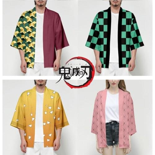 Anime Demon Slayer Kimetsu No Yaiba Tanjiro Kamado Nezuko Cosplay Costume Women Men Kimono Oversized Jackets Halloween Party