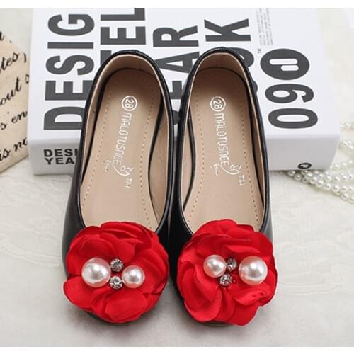 Girls big pearl flower leather shoes Spring Autumn Children princess shoes student shoes kids girls leisure Sneakers