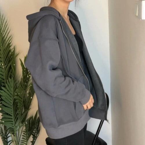 Oversize Women Soft Cotton Hooded Jacket 2021 Spring-autumn Fashion Ladies Casual Loose Coat Female Solid Color Jacket Top