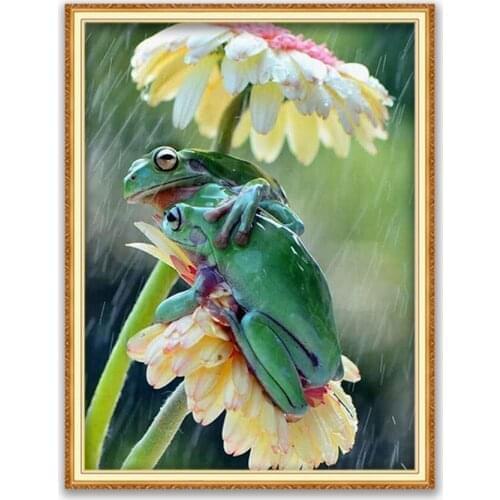 Animal Frog DIY Cross Stitch 11CT Embroidery Kits Craft Needlework Set Cotton Thread Printed Canvas Home Decoration On Sale