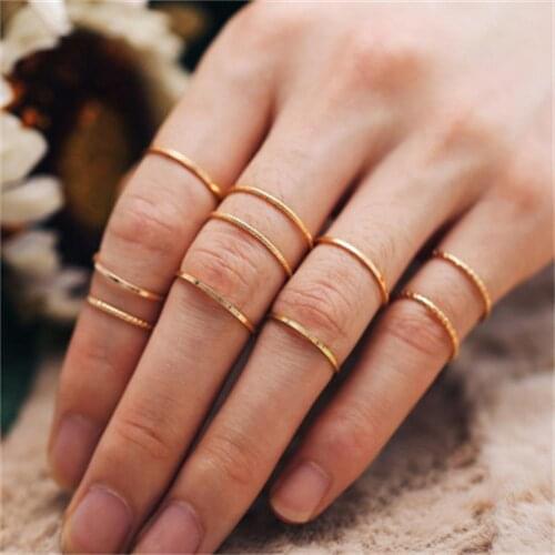 European and American cross-border exclusively for creative retro simple twist joint ring set of 10 wish AliExpress source