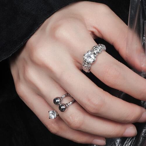 New Geometric Irregular Ring Simple Retro Design Irregular Rhinestone Ring For Women Girls Fashion Jewelry