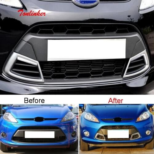 Tonlinker Front Racing grills Cover case stickers for Ford Fiesta hatchback/sender 2009-12 Car styling 1 PCS ABS Plastics Covers