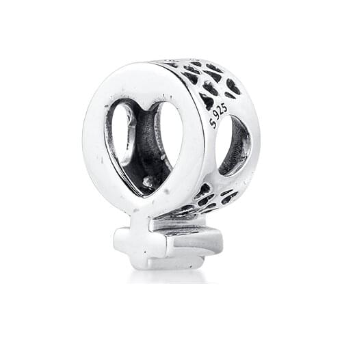 Genuine Female Symbol Heart Beads Silver 925 Charm Fit Bracelet Necklace DIY Gift for Girl Lady Student 021214