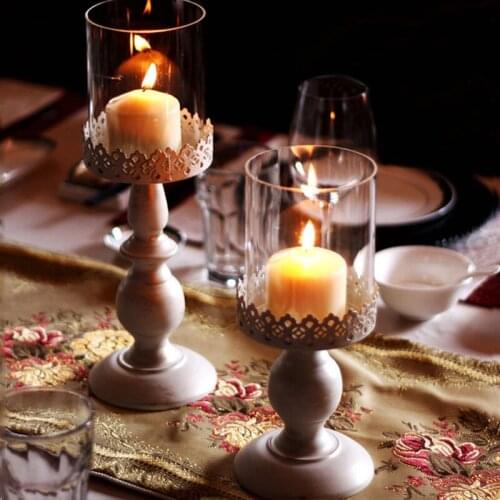 European Style Candle Holder Dinner Props Western Food Wrought Iron Glass Home Decoration Hogar Moderno Candelabros Decorativo