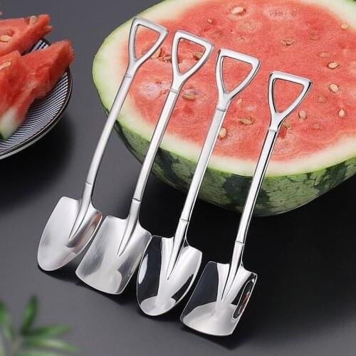 Tableware Set 4Pcs Stainless Steel Shovel Coffee Spoon Set Scoop Shovel Teaspoons Ice Cream Dessert Spoon Kitchen Accessories