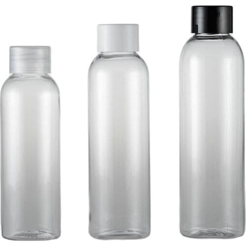 120ML 150ML 200ML X 30 Empty Transparent Cosmetic Round Shoulder Bottles With Screw Cap Plastic Lotion Container With Stopper
