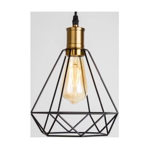 Modern Industrial Vintage Cage Pendant Light Iron Art Diamond Pyramid Wrought Home Ceiling Lamp Suitable For E27 Bulbs Lighting