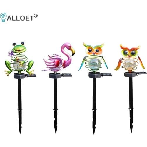 Outdoor LED Solar Spring Kaeru Flamingo Owl Cracked Plug Light Courtyard Garden Lawn Decoration Pathway Landscape Lighting Lamp